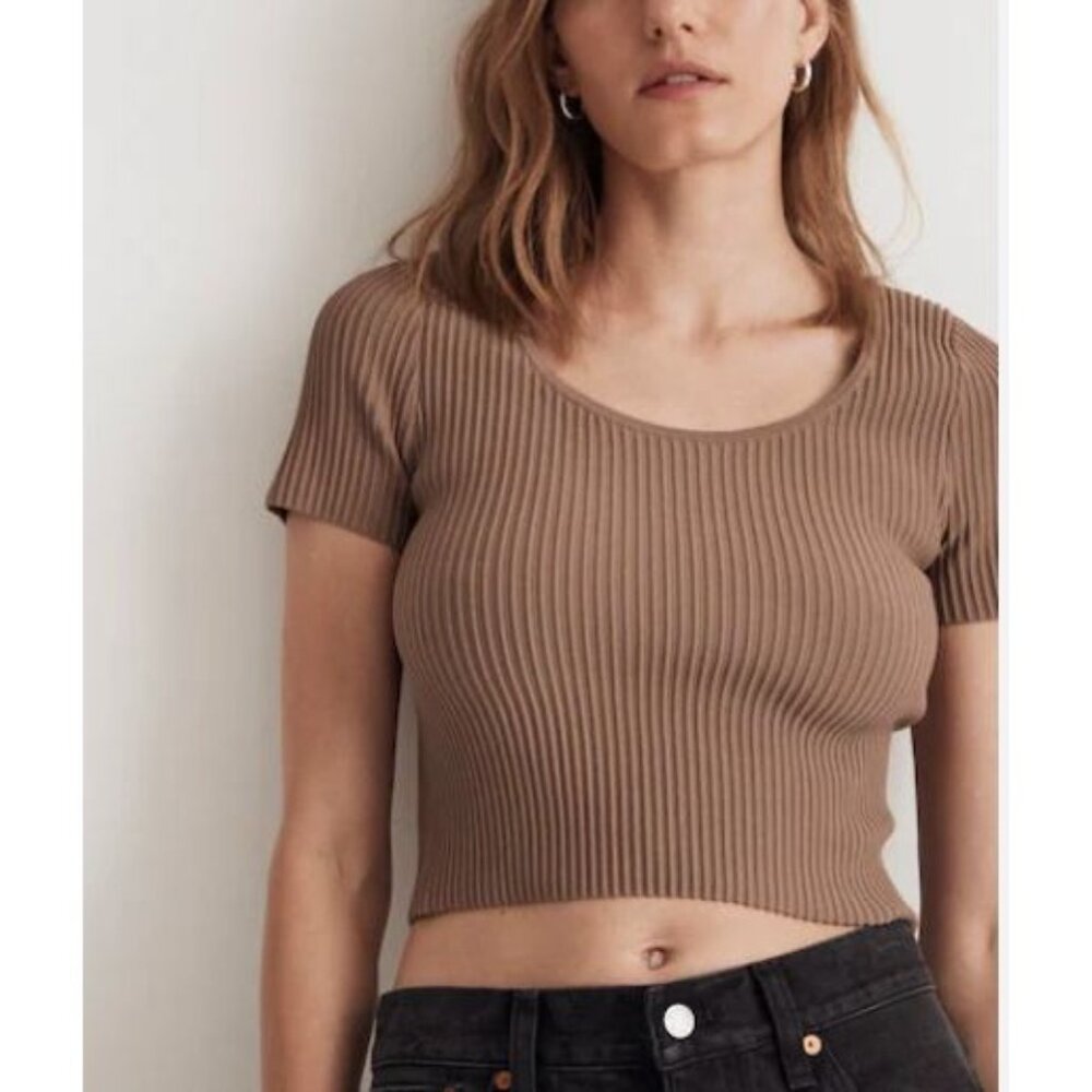 MADEWELL ottoman crop sweater tee in teal size L - Picture 7 of 7